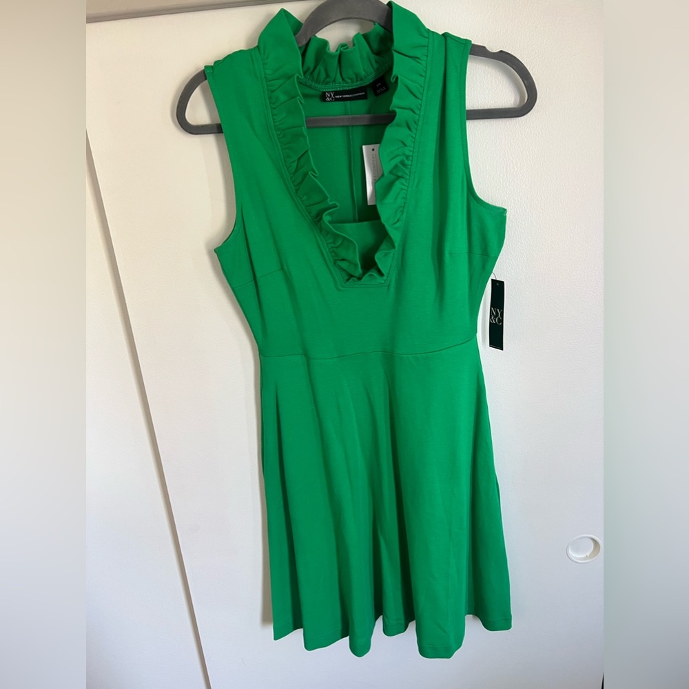 New York & Company Green Mini Dress